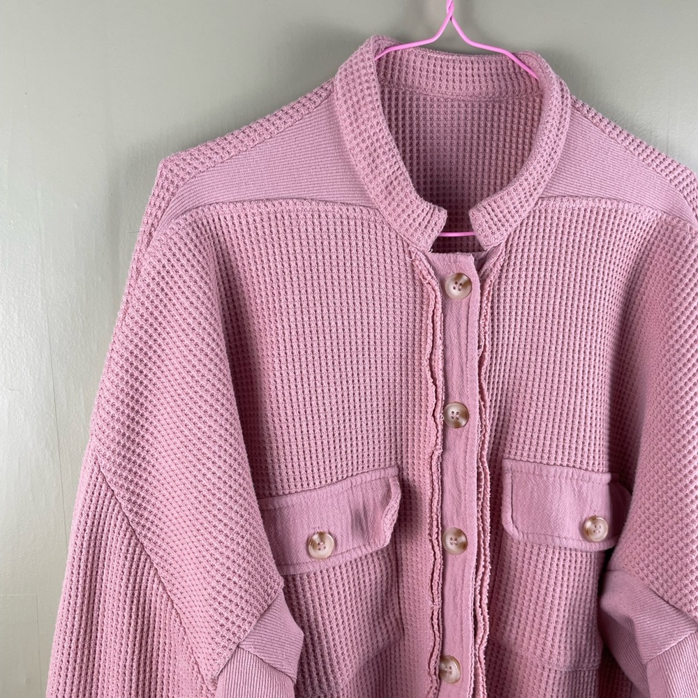 Boutique XL pink waffle knit shacket - Picture 2 of 6
